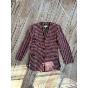 Giorgio Armani Le Collezioni Womens Red Wool Two-Button Blazer Jacket Size 40